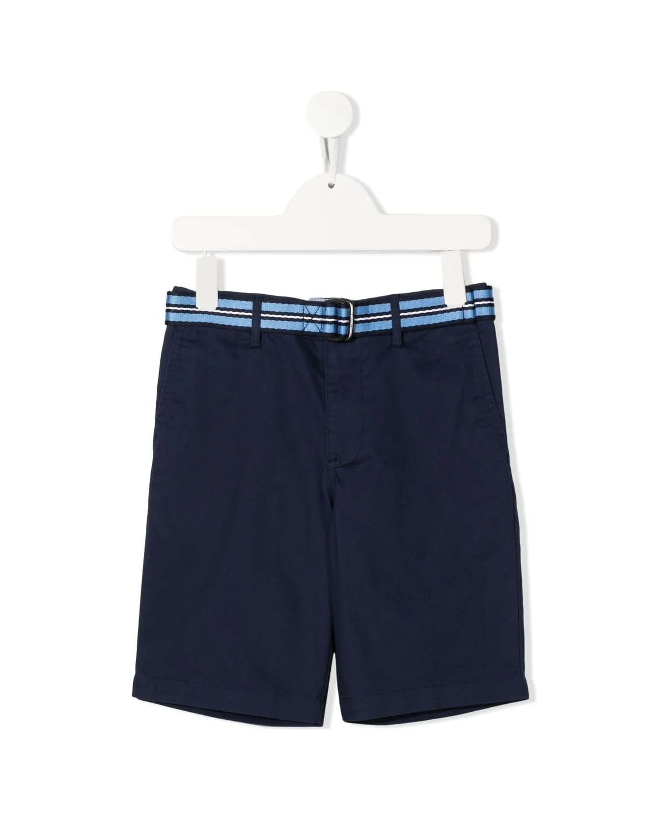 Ralph Lauren Shorts In Navy Blue Stretch Chino With Belt - Navy ボトムス