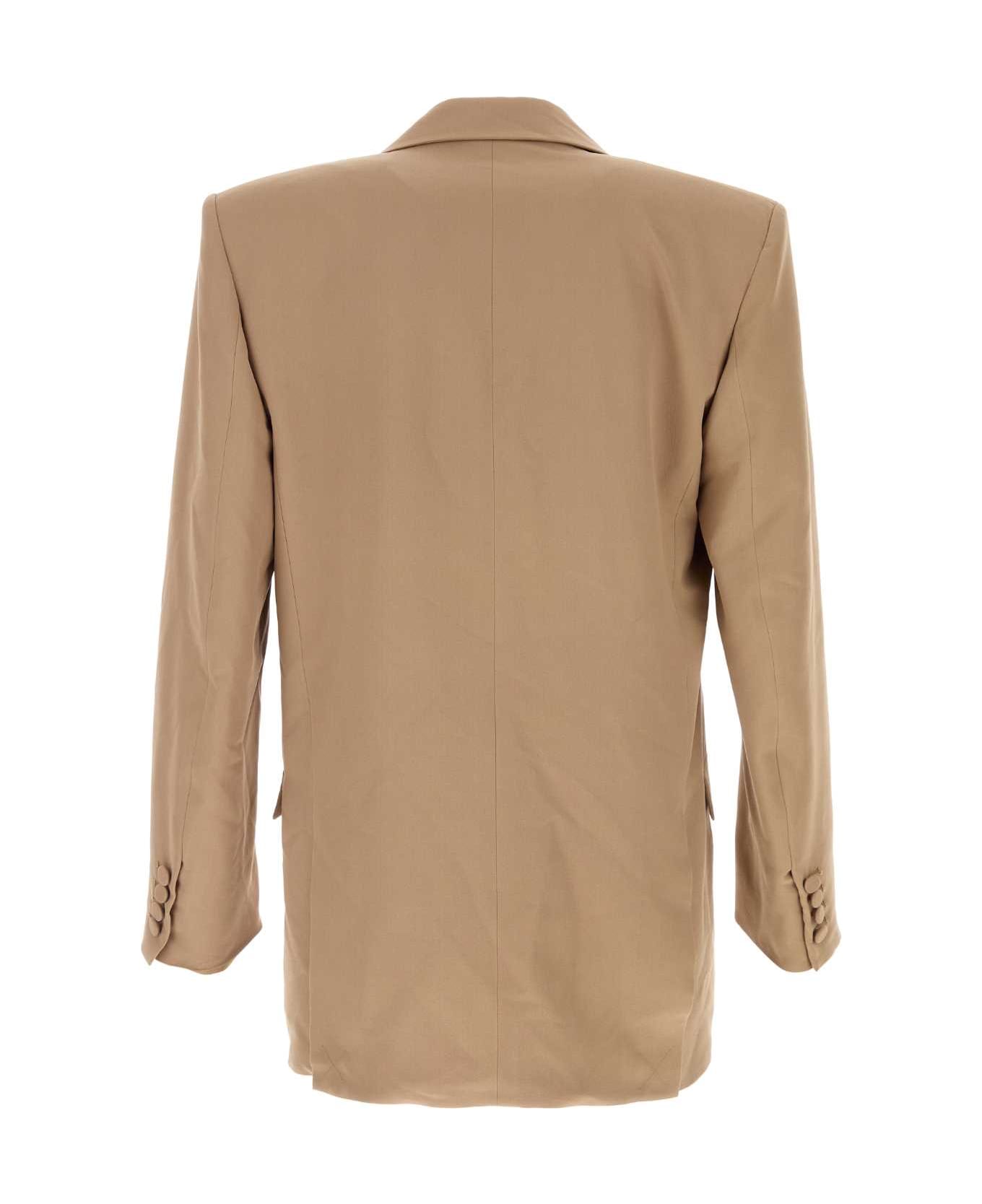 Saint Laurent Camel Crepe Blazer - CAPPUCCINO