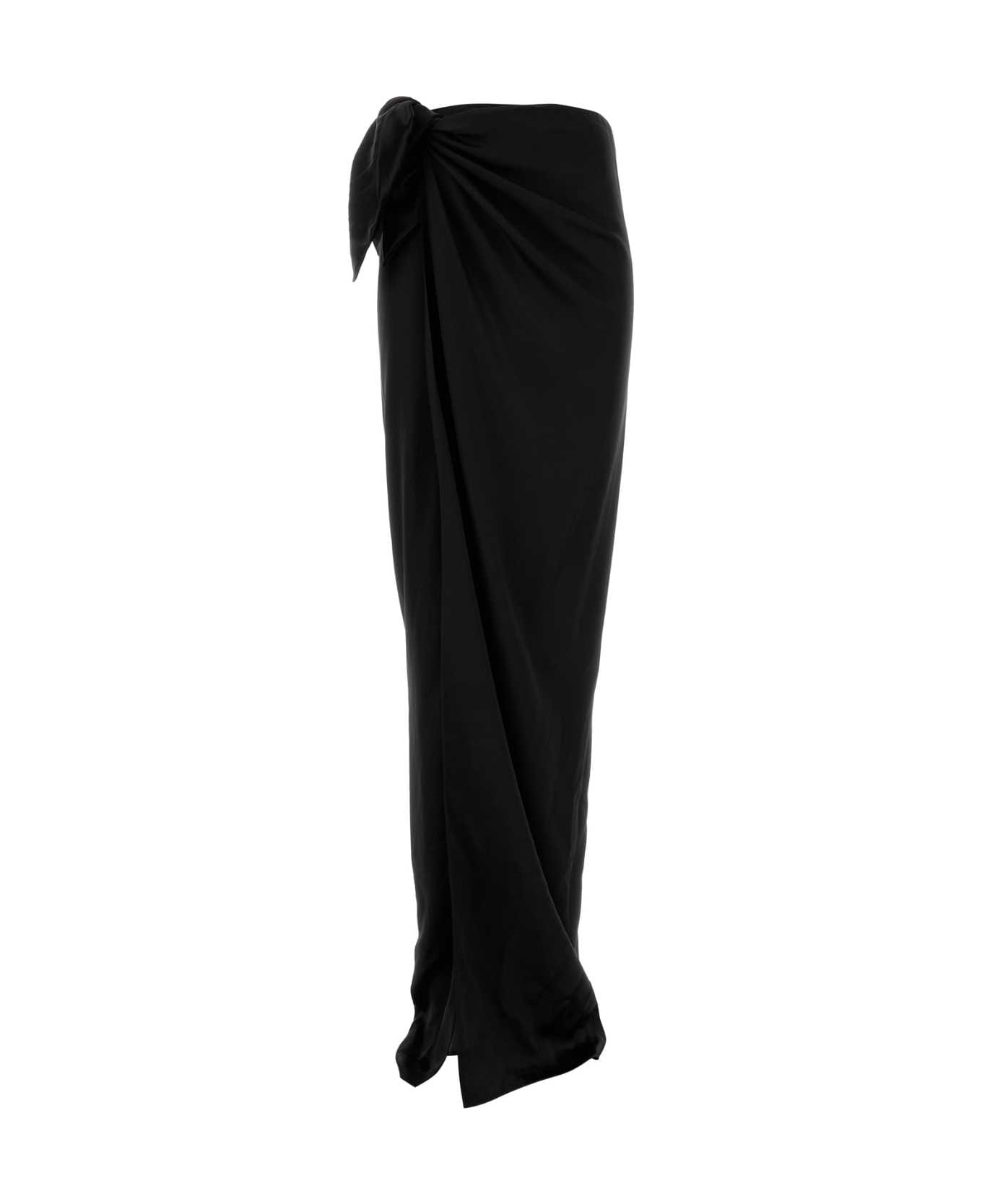 Balenciaga Black Satin Skirt - Black