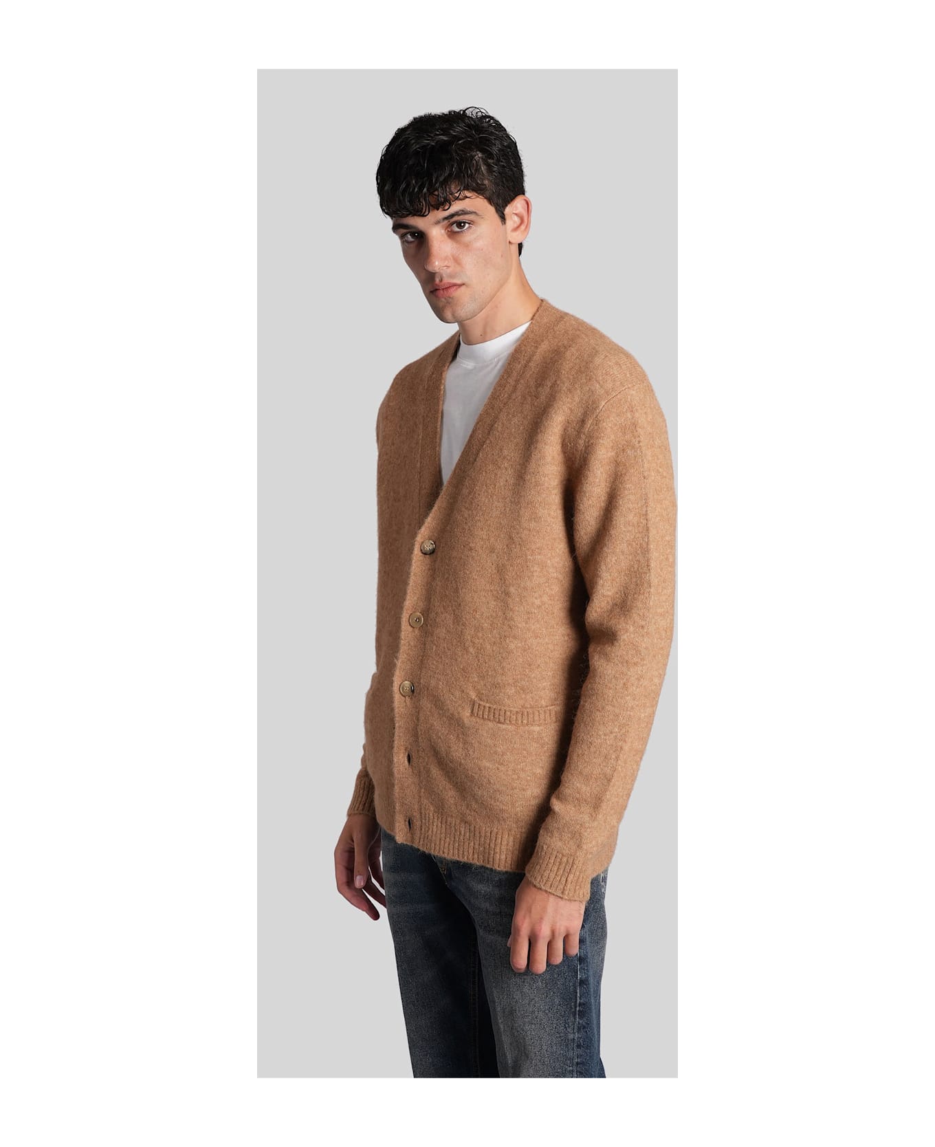 Ballantyne Cardigan In Camel Wool - Camel カーディガン