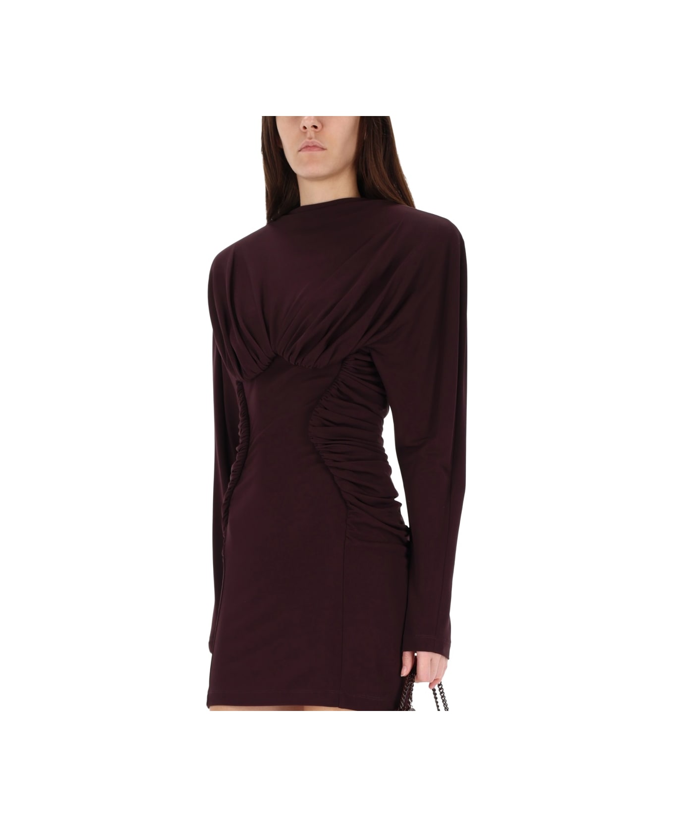 Stella McCartney Pleated Mini Dress - BROWN