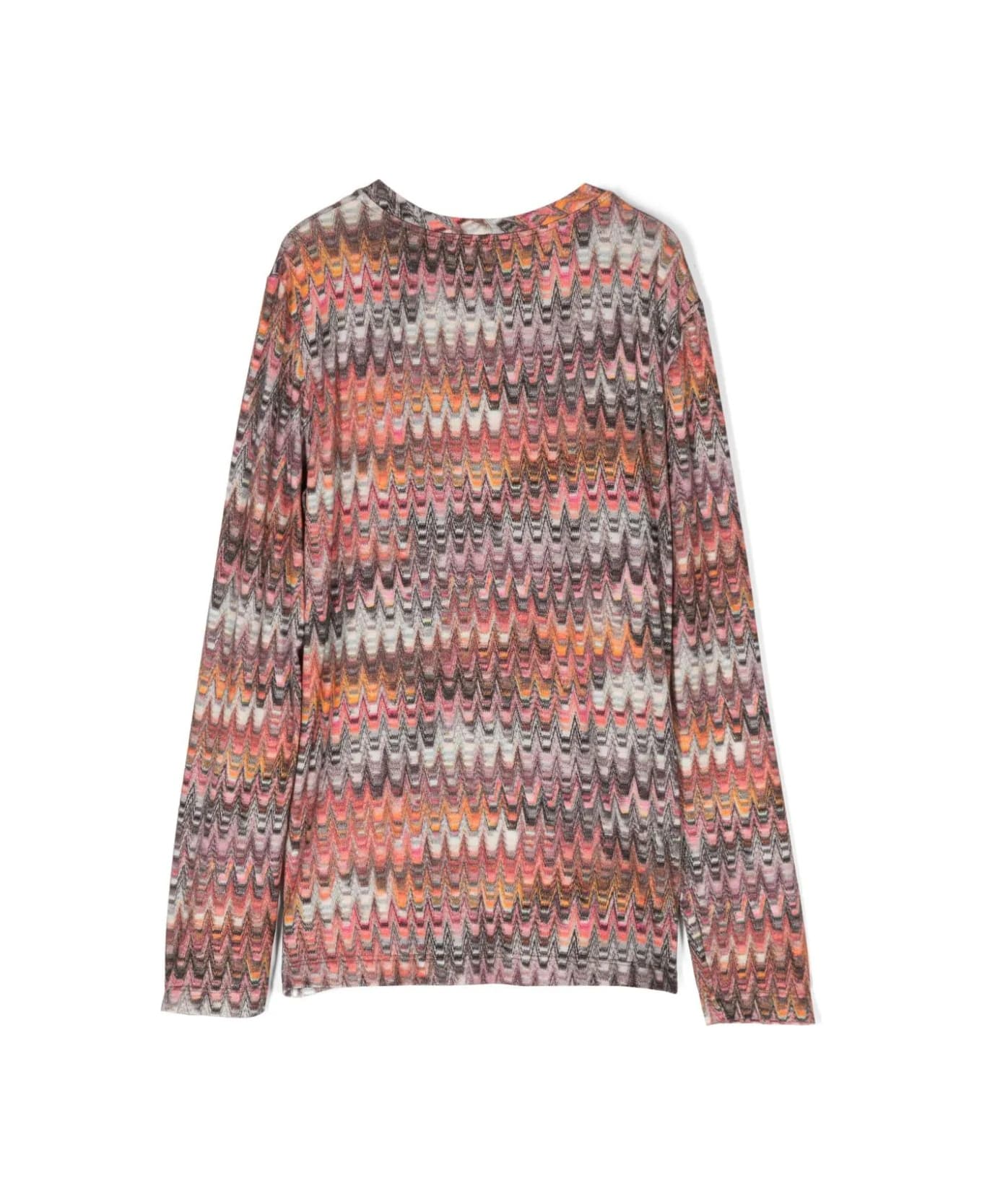 Missoni Stretch Viscose T-shirt With Multicoloured Zigzag Pattern - MultiColour