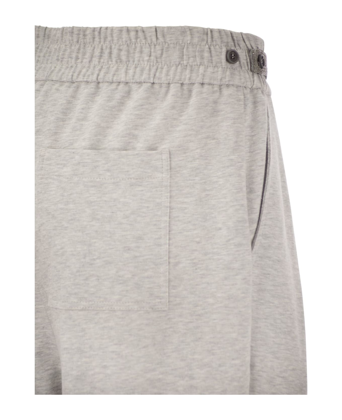 Brunello Cucinelli Cotton Fleece cropped Trousers - Grey