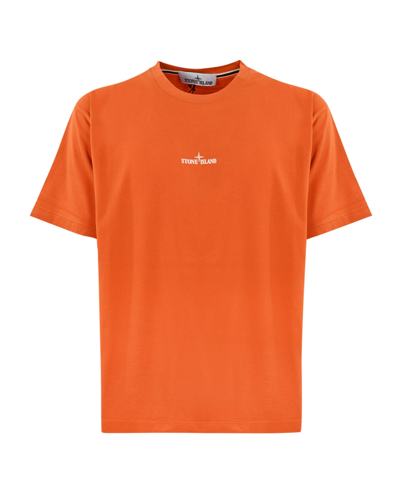 Stone Island T-shirt With 2rc89 Logo Print - Orange