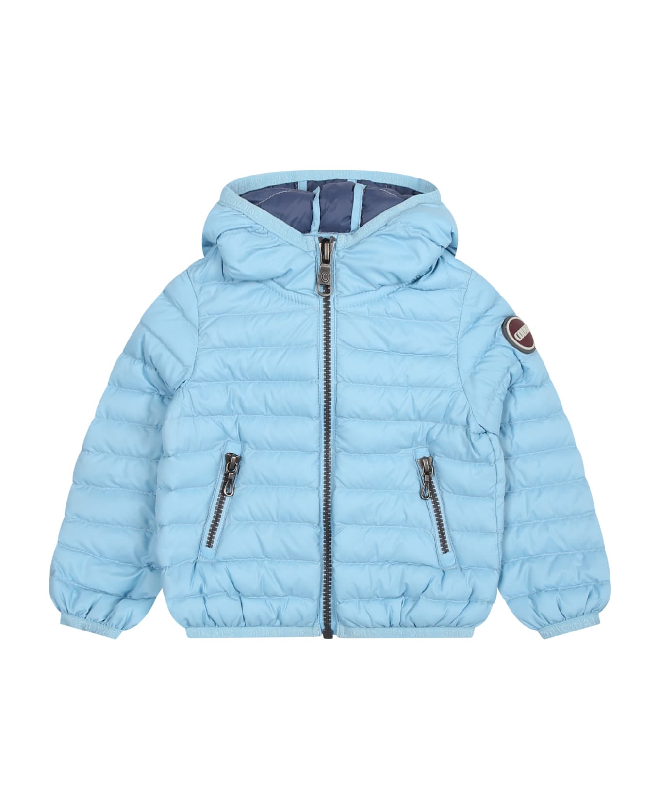 Colmar Light Blue Down Jacket For Baby Boy With Logo - Light Blue