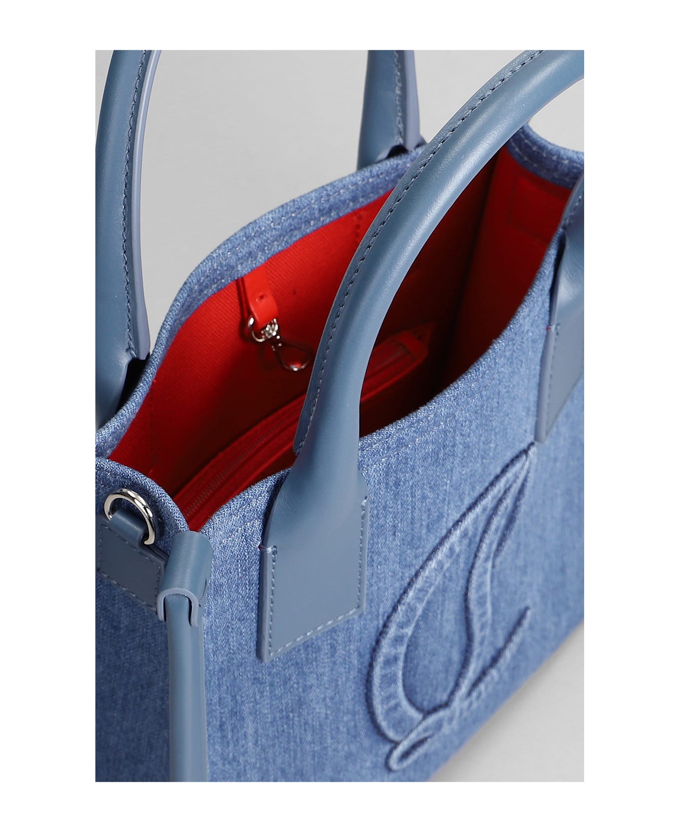 Christian Louboutin By My Side Mini Tote In Blue Cotton - Blue/jeans/blue