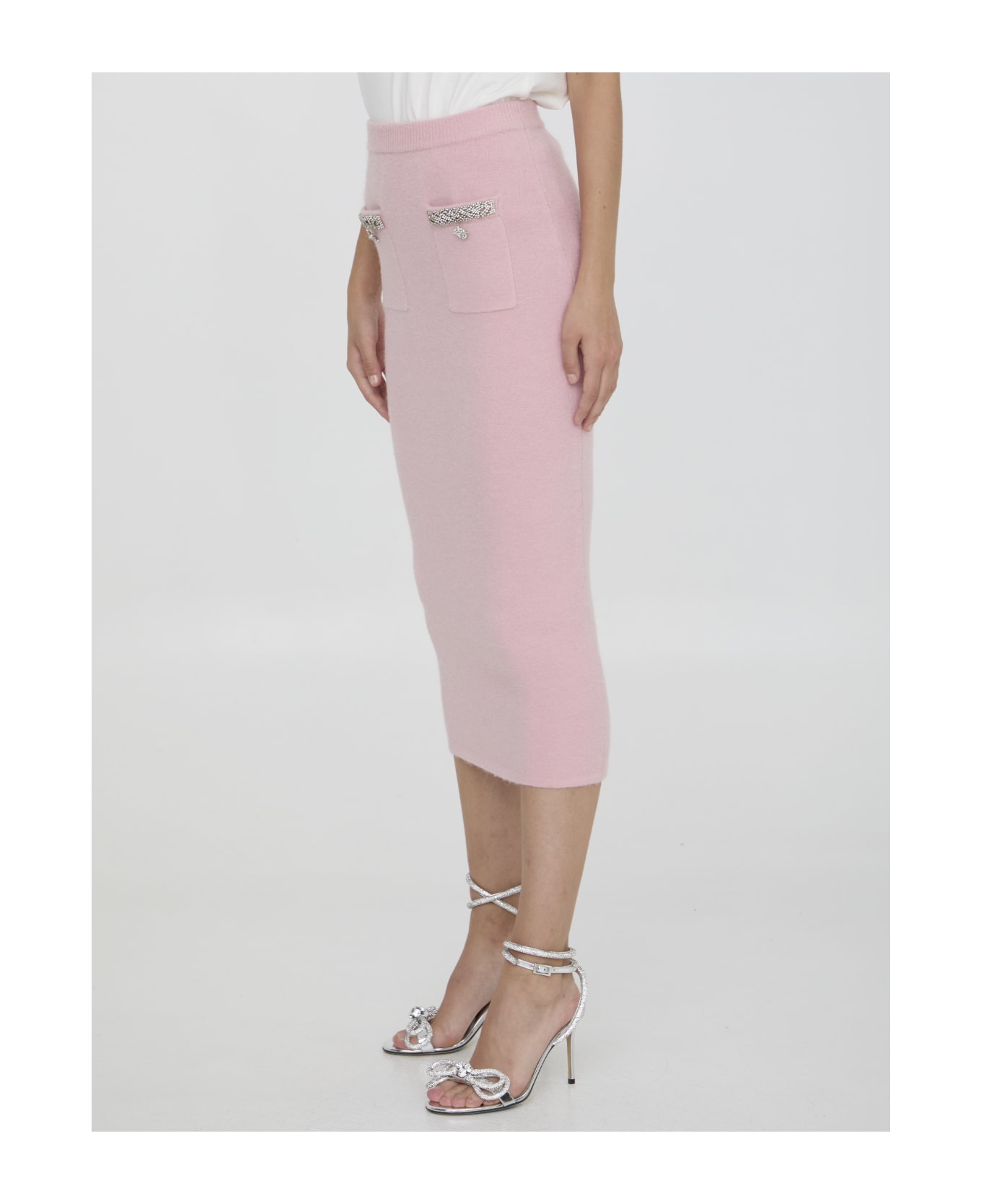 self-portrait Knit Midi Skirt - Pink