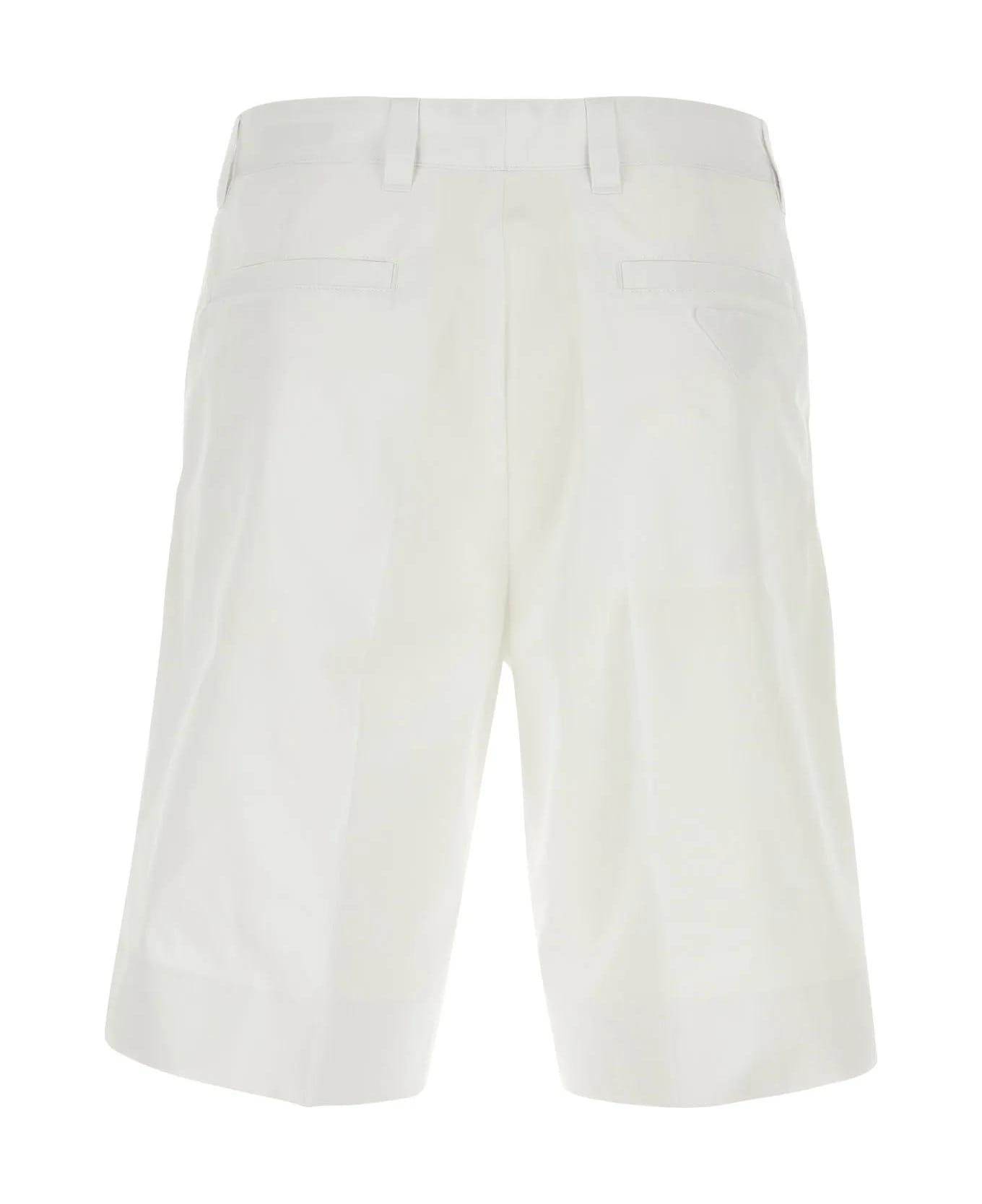 Prada White Cotton Bermuda Shorts - BIANCO