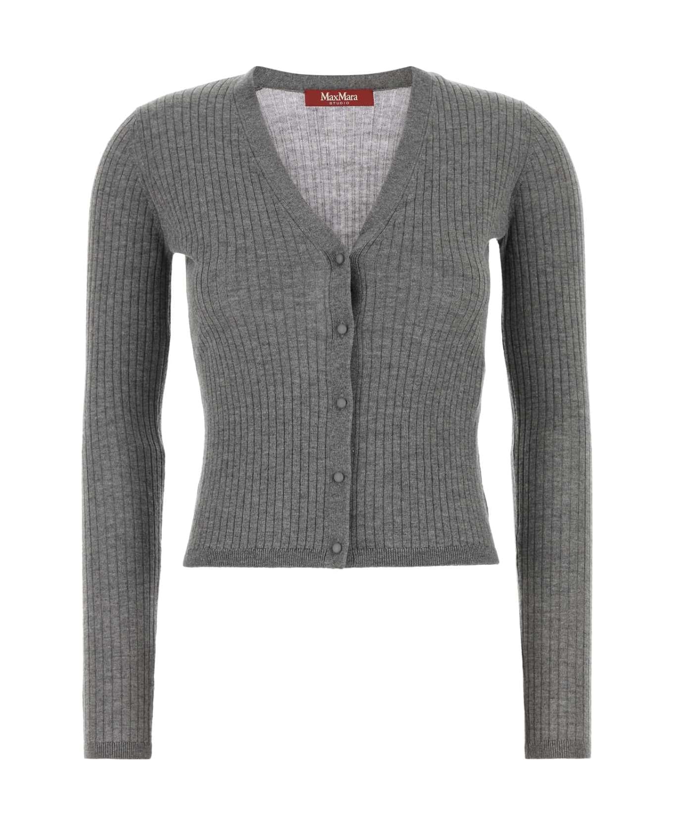 Max Mara Studio Dark Grey Silk Blend Potus Cardigan - GRIGIO MEDIO