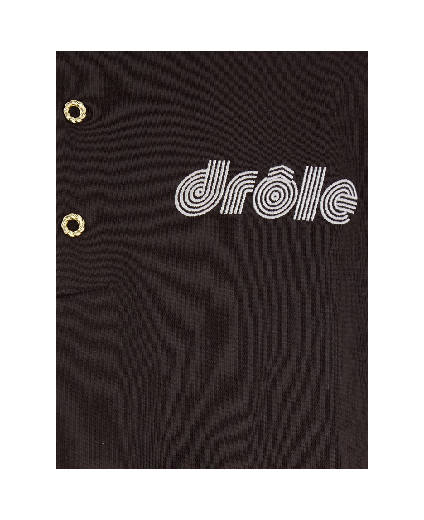 Drôle de Monsieur Brown Polo Collar Sweatshirt With Front Lettering Logo In Cotton Man - Brown