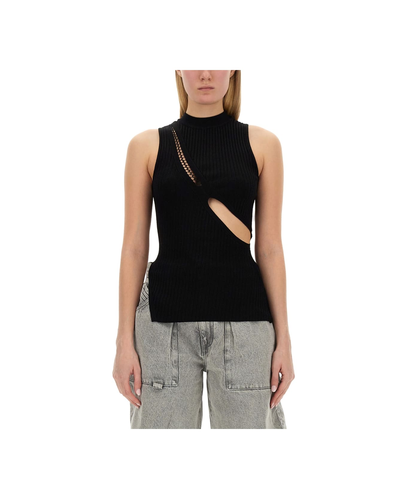 The Attico Top With Cut Out Details - BLACK