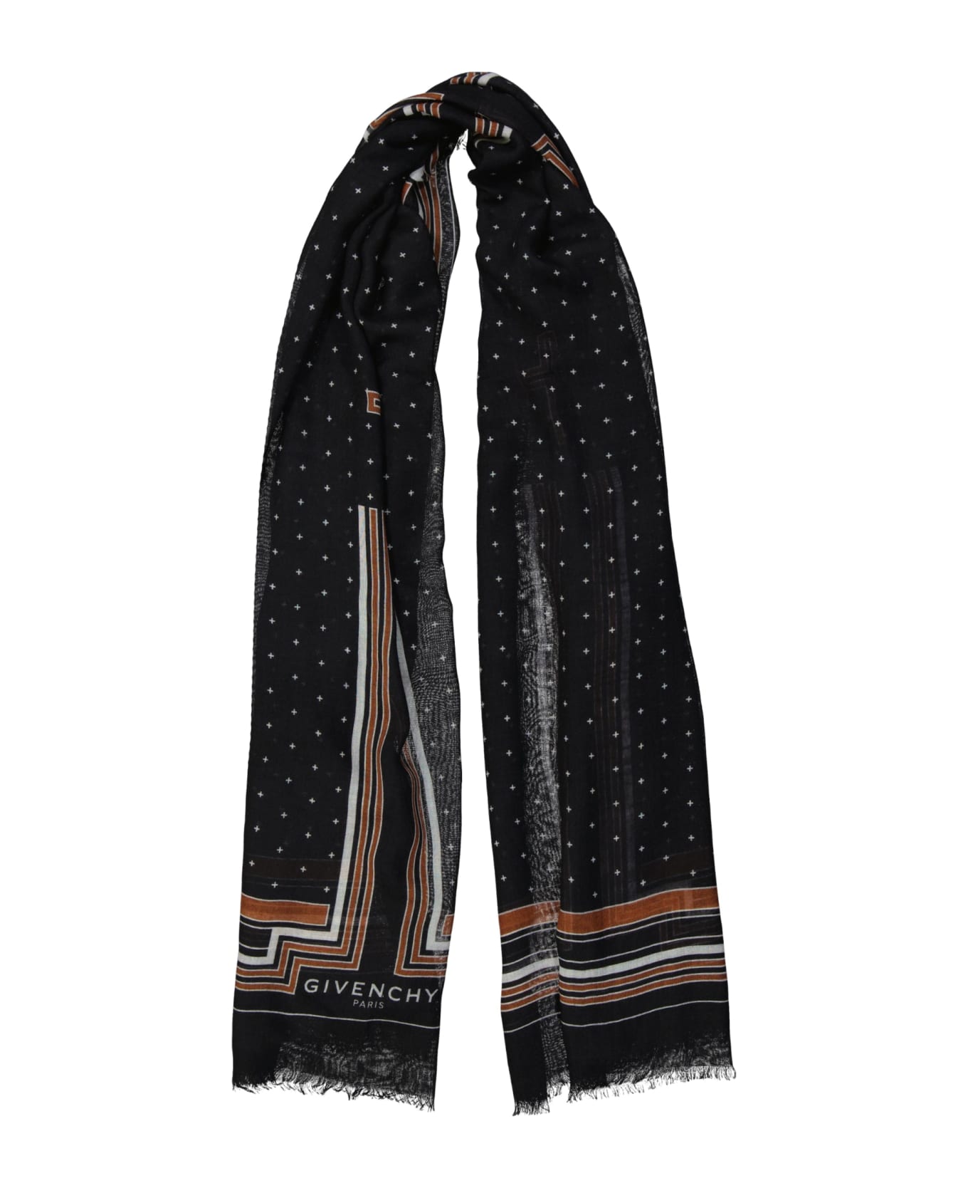 Givenchy Printed Cashmere Foulard - Black スカーフ＆ストール