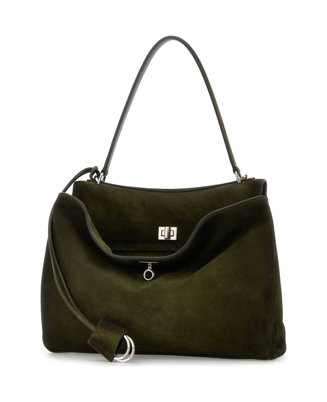 Balenciaga Olive Green Suede Medium Rodeo Handbag - KHAKI