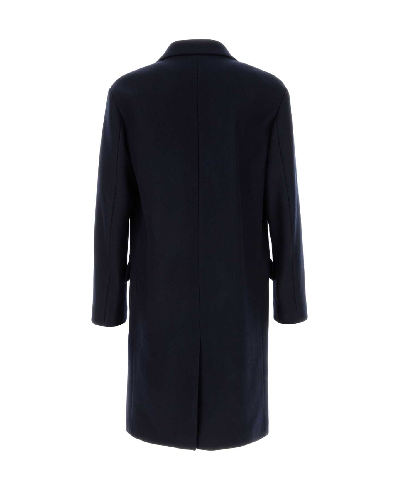 Dries Van Noten Midnight Blue Wool Blend Rustic Coat - NAVY
