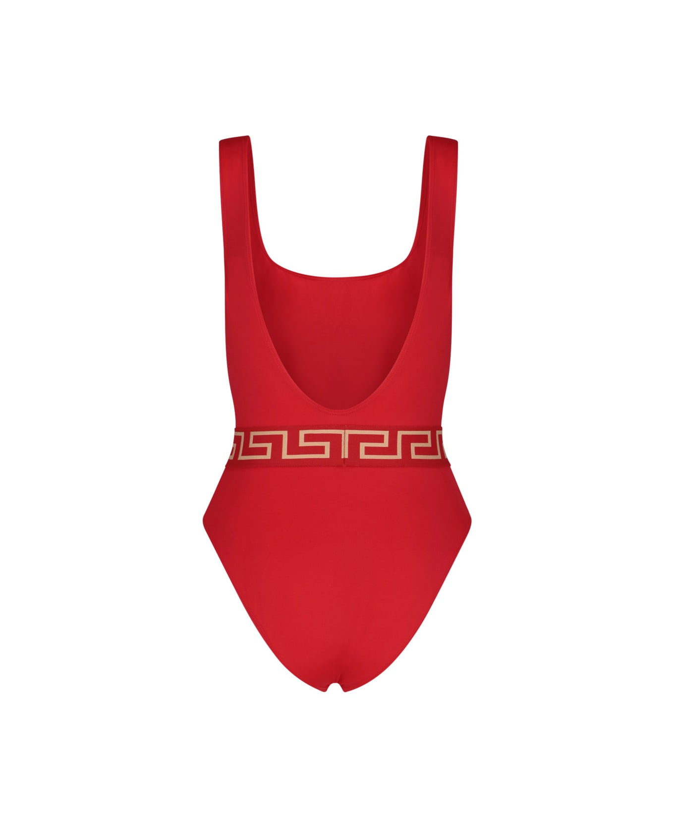 Versace Greca Border Low Back Swimsuit - Red