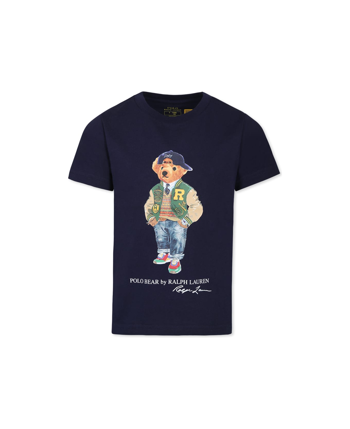 Ralph Lauren Blue T-shirt For Boy With Polo Bear Print - Blue