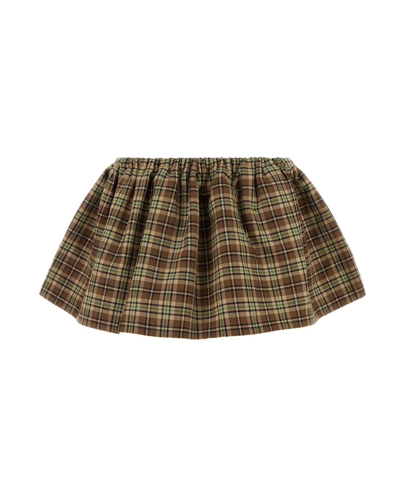 Miu Miu Embroidered Wool Mini Skirt - CAMMELLOTABACCO