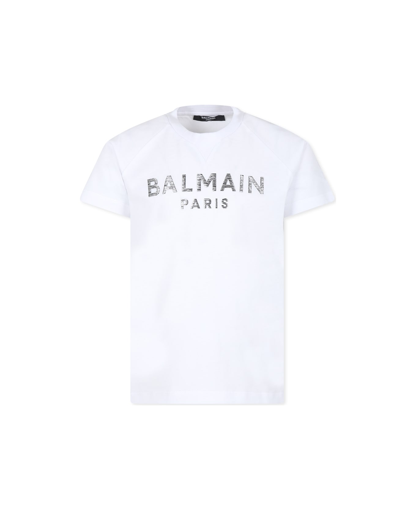 Balmain White T-shirt For Kids With Logo