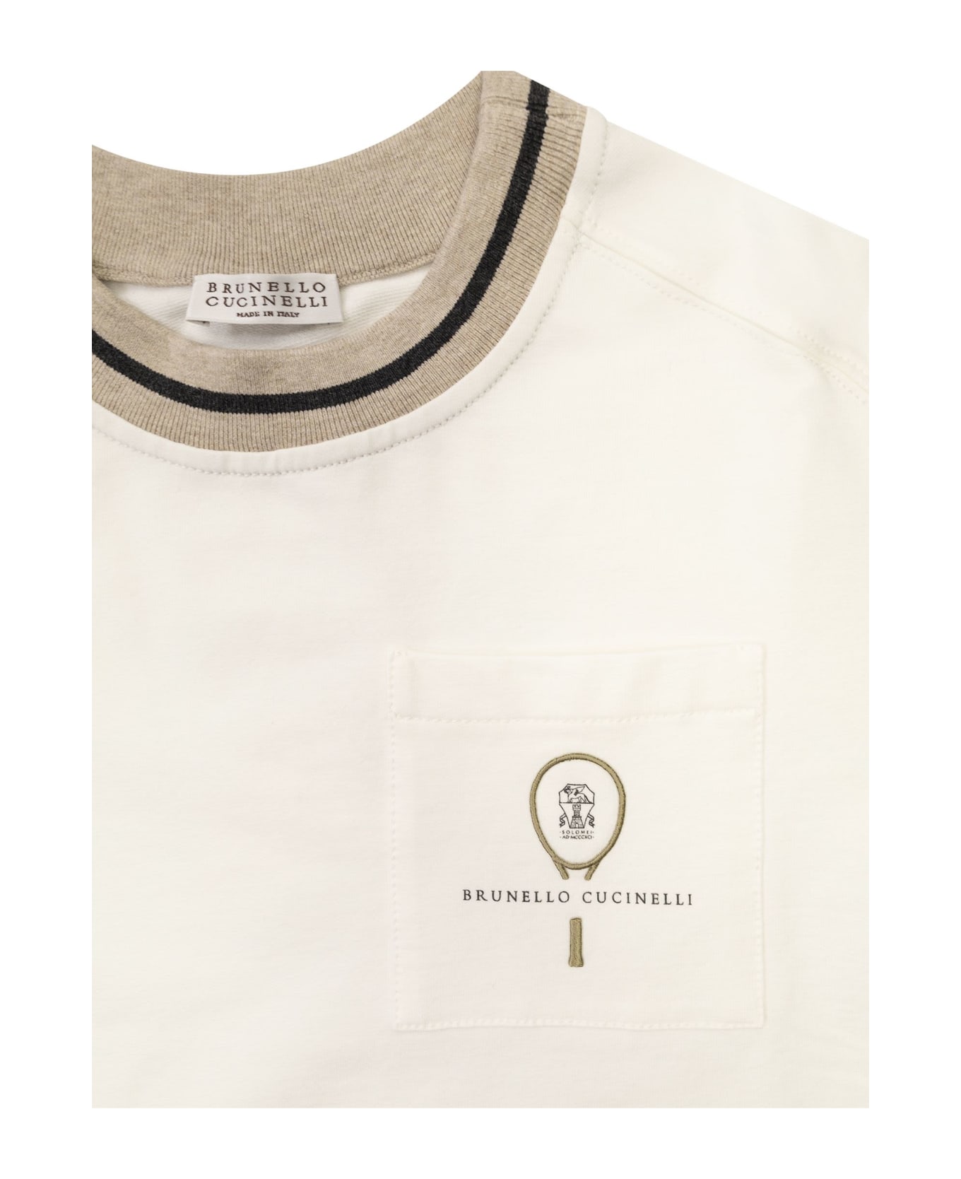 Brunello Cucinelli Cropped Short-sleeved Cotton Sweatshirt - Ivory