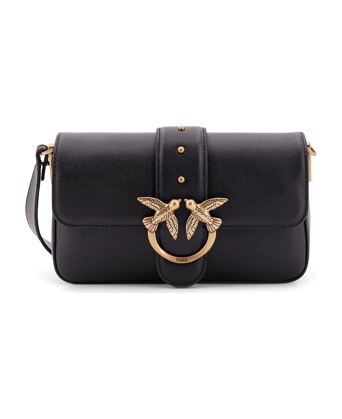 Pinko Love One Mini Shoulder Bag - Q Nero Antique Gold