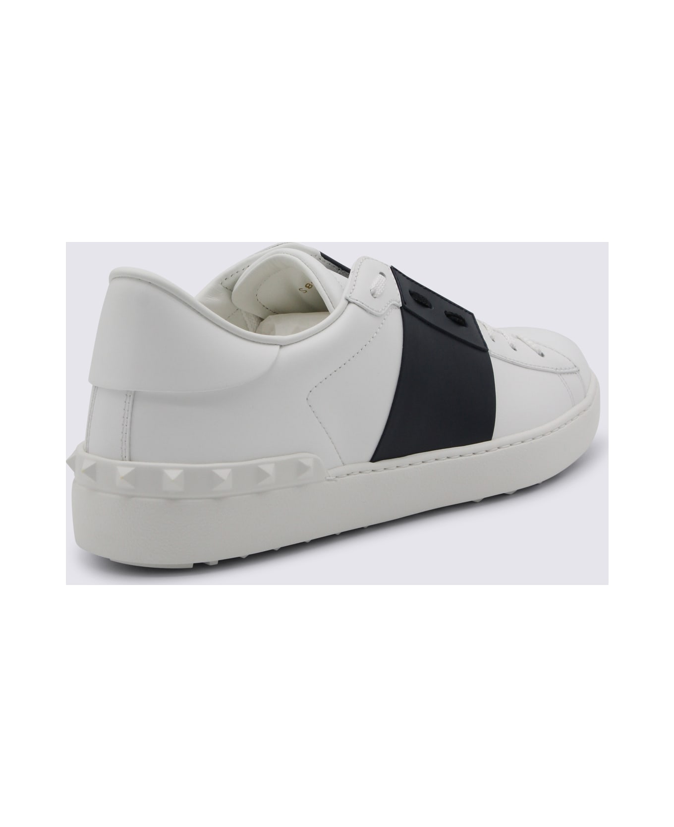 Valentino Garavani White And Blue Leather Open Sneakers - WHITE-MARINE