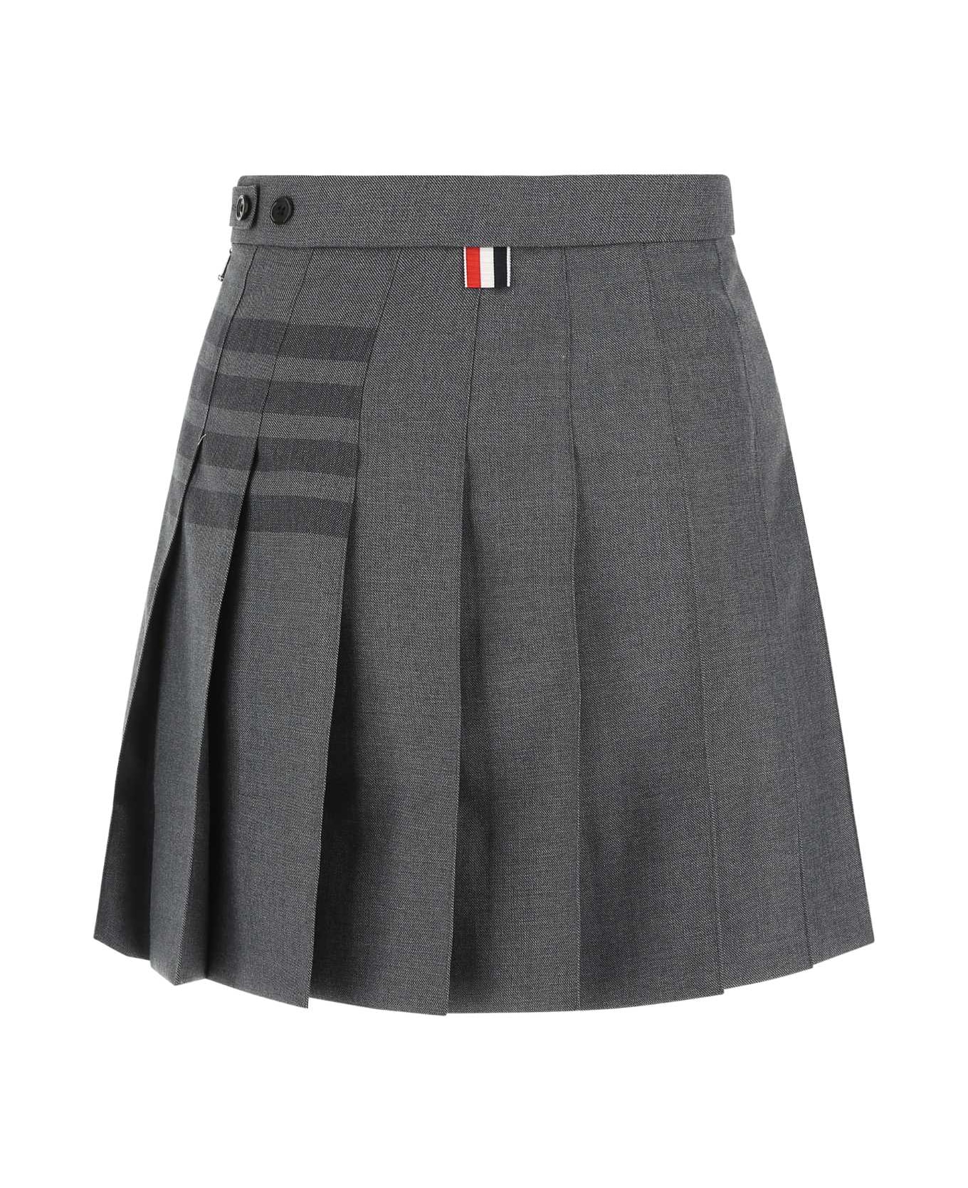 Thom Browne Grey Wool And Polyester Mini Skirt - 035