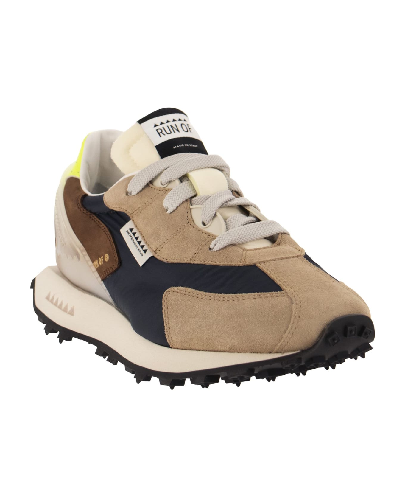 RUN OF Barrio M - Sneakers Suede, Canvas And Leather - Blue/beige