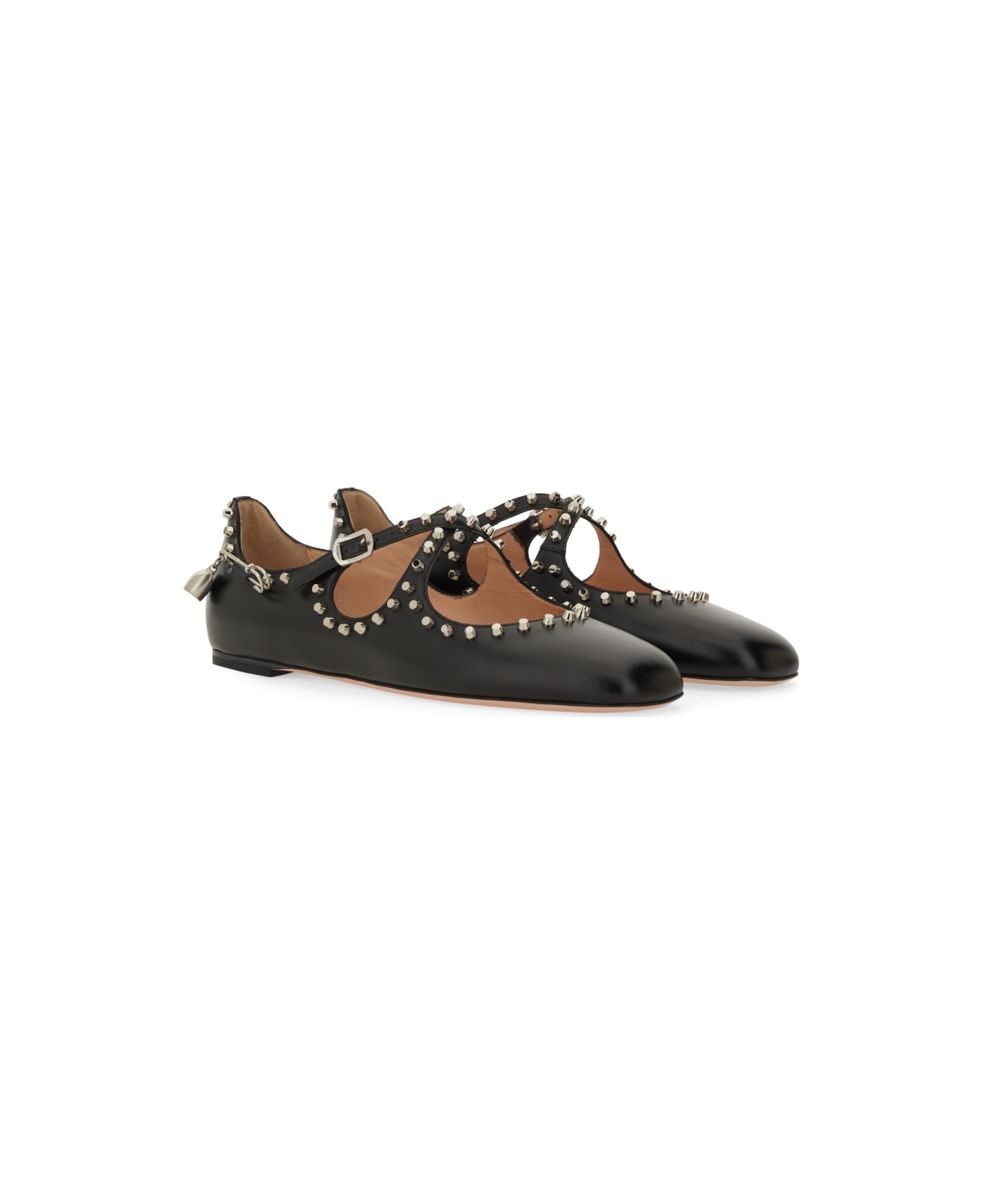Bally 
ballyrina
 Black Leather Ballet Flats With Studs - BLACK