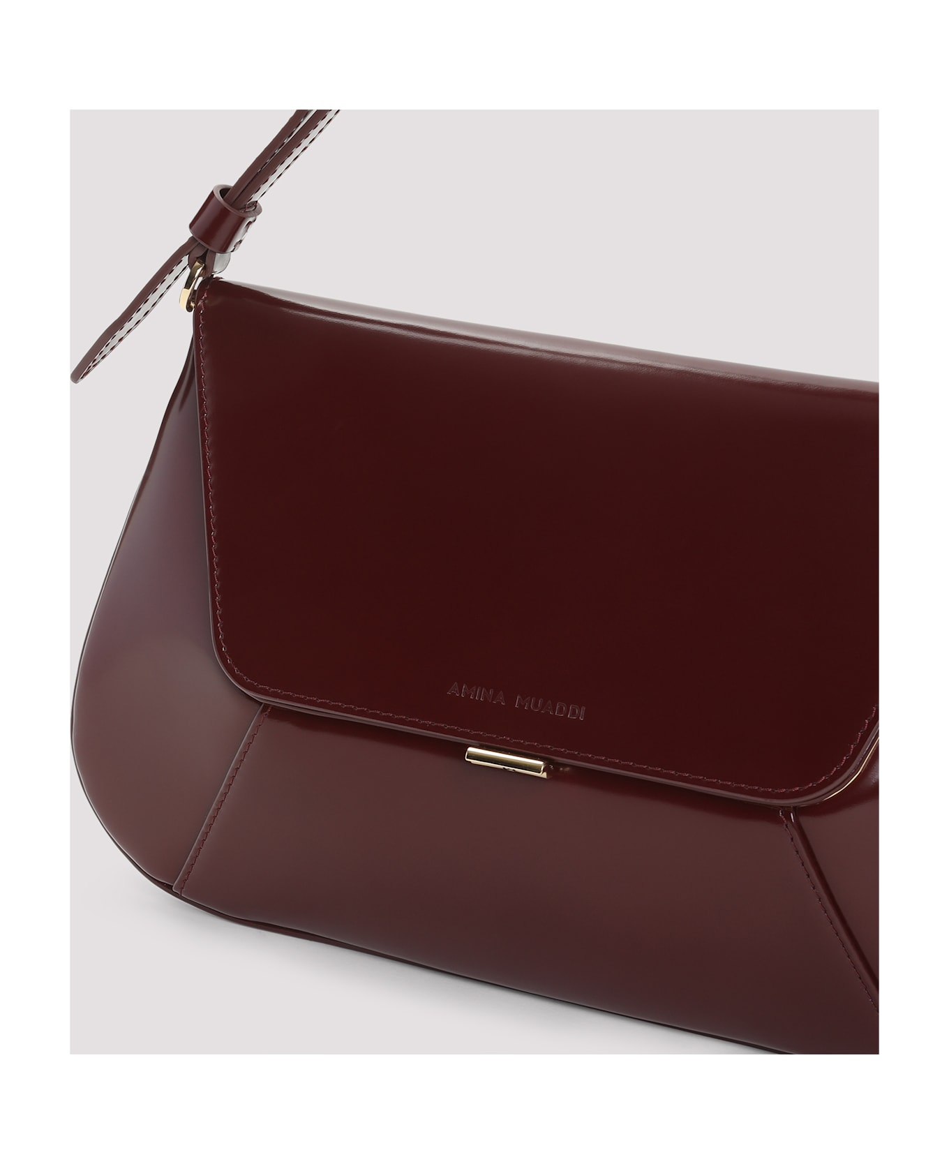 Amina Muaddi Ami Shoulder Bag - Wine Gold