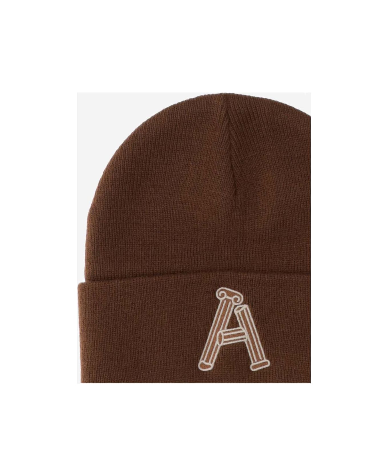 Aries Embroidered Beanie - Brown 帽子