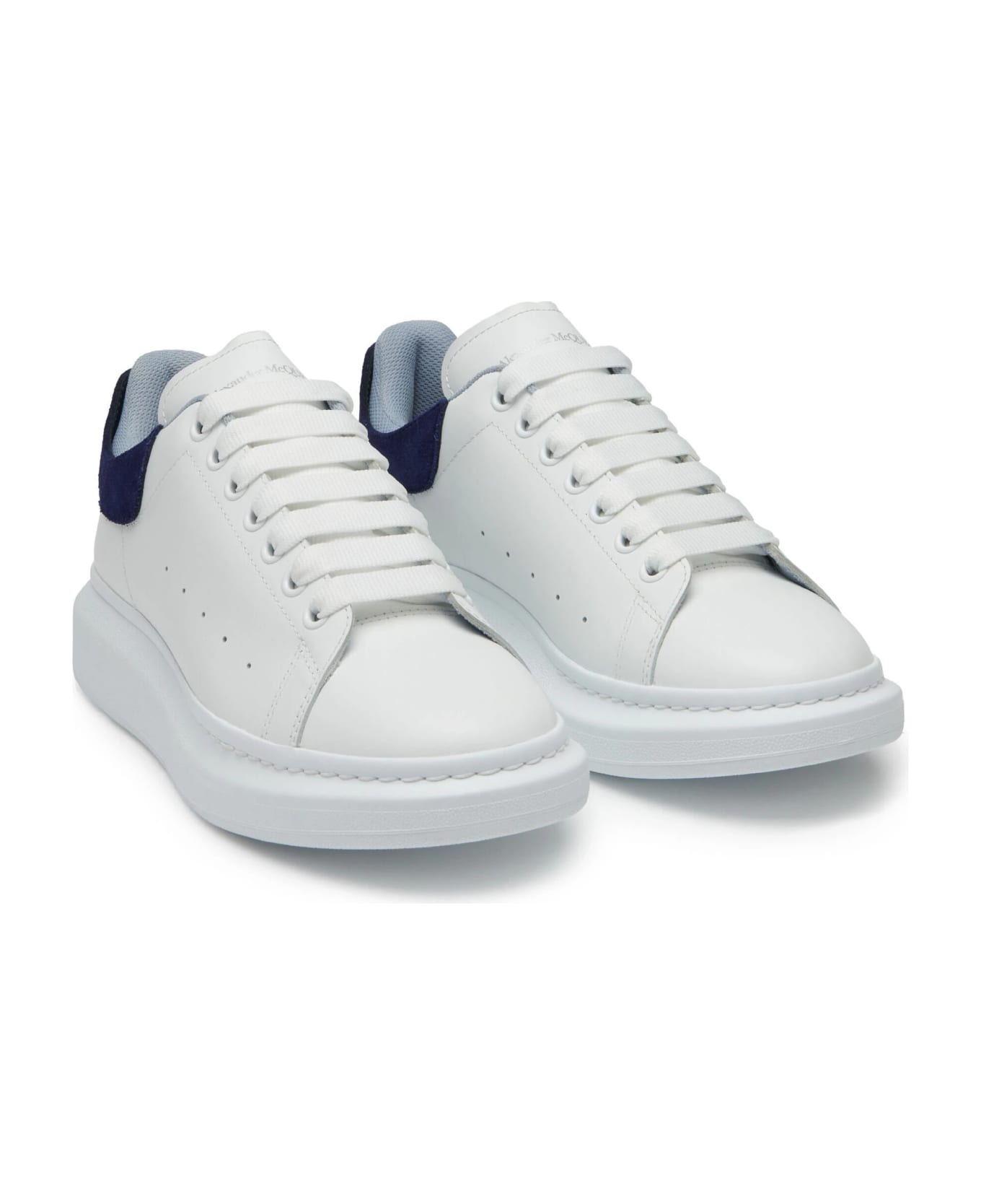 Alexander McQueen White Oversized Sneakers With Navy And Light Blue Details - White