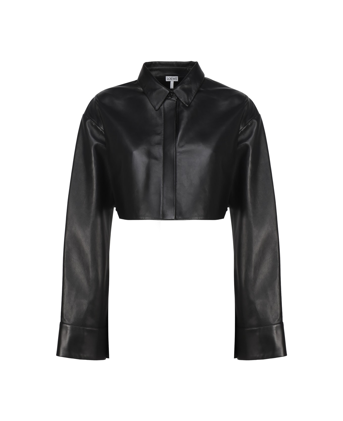Loewe Crop-top Shirt In Leather - Black シャツ