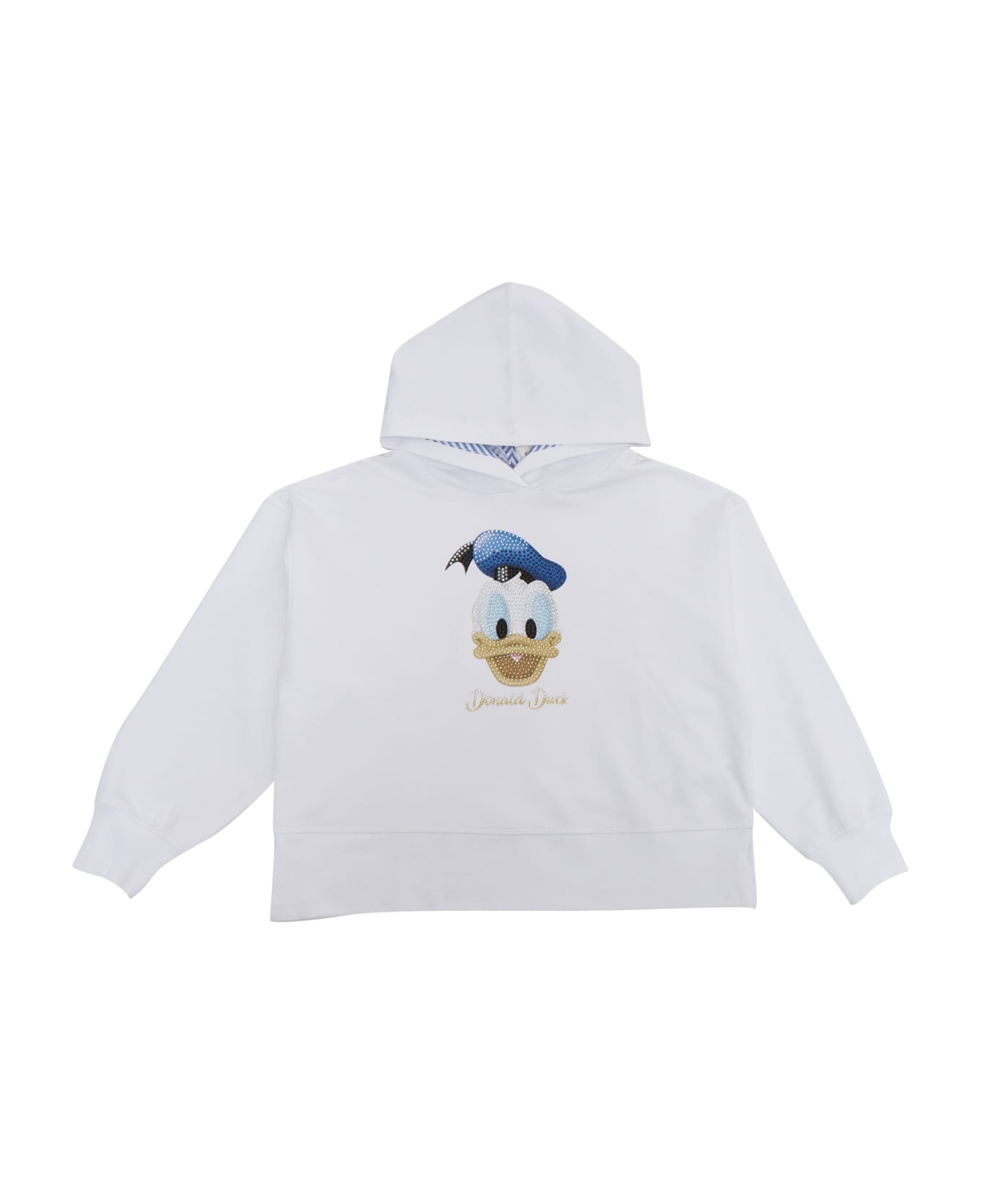 Monnalisa White Donald Duck Sweatshirt - WHITE ニットウェア＆スウェットシャツ