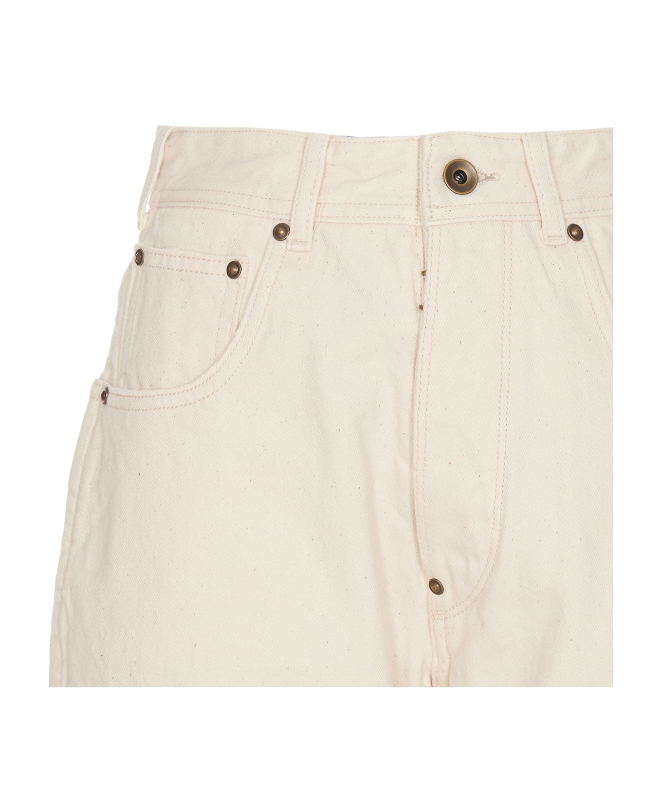 Maison Margiela 
cropped
 Beige Cotton Jeans - White