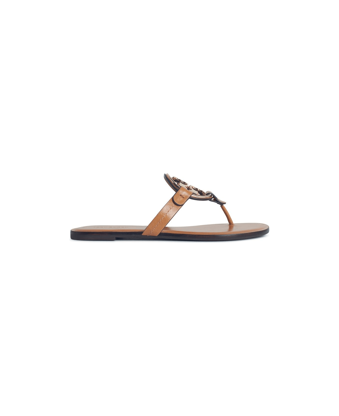 Tory Burch 'miller' Sandals With 'pavé' In Brown Leather - Brown