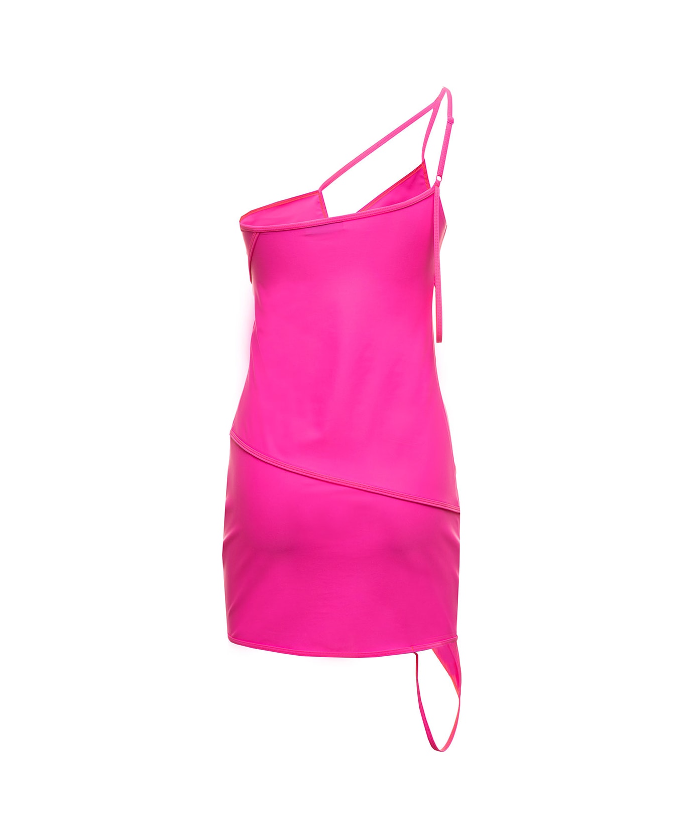 Balenciaga Mat Spandex One Shoulder Stretch Fabric Pink Dress Blaneciaga Woman - Pink