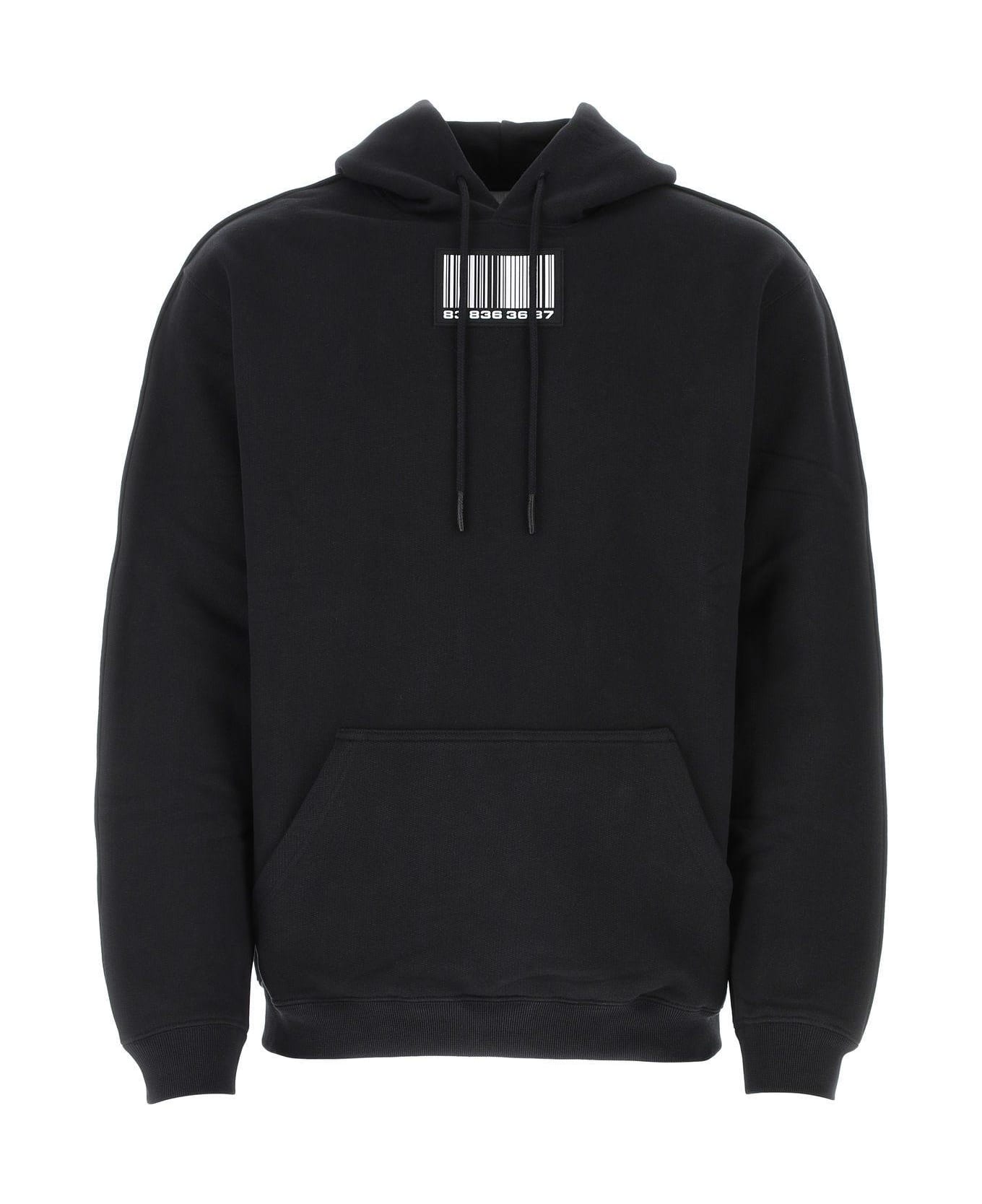 VTMNTS Black Cotton Blend Oversize Sweatshirt - BLACK