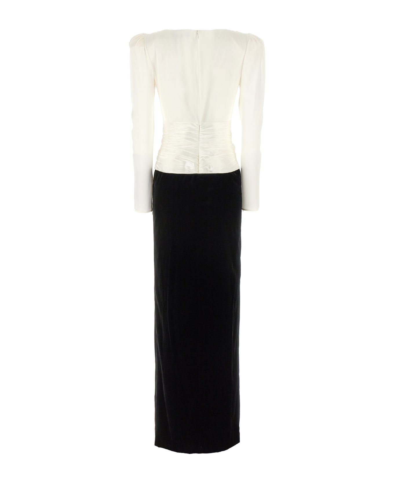 Alessandra Rich Long Bow Dress - BLACK-WHITE