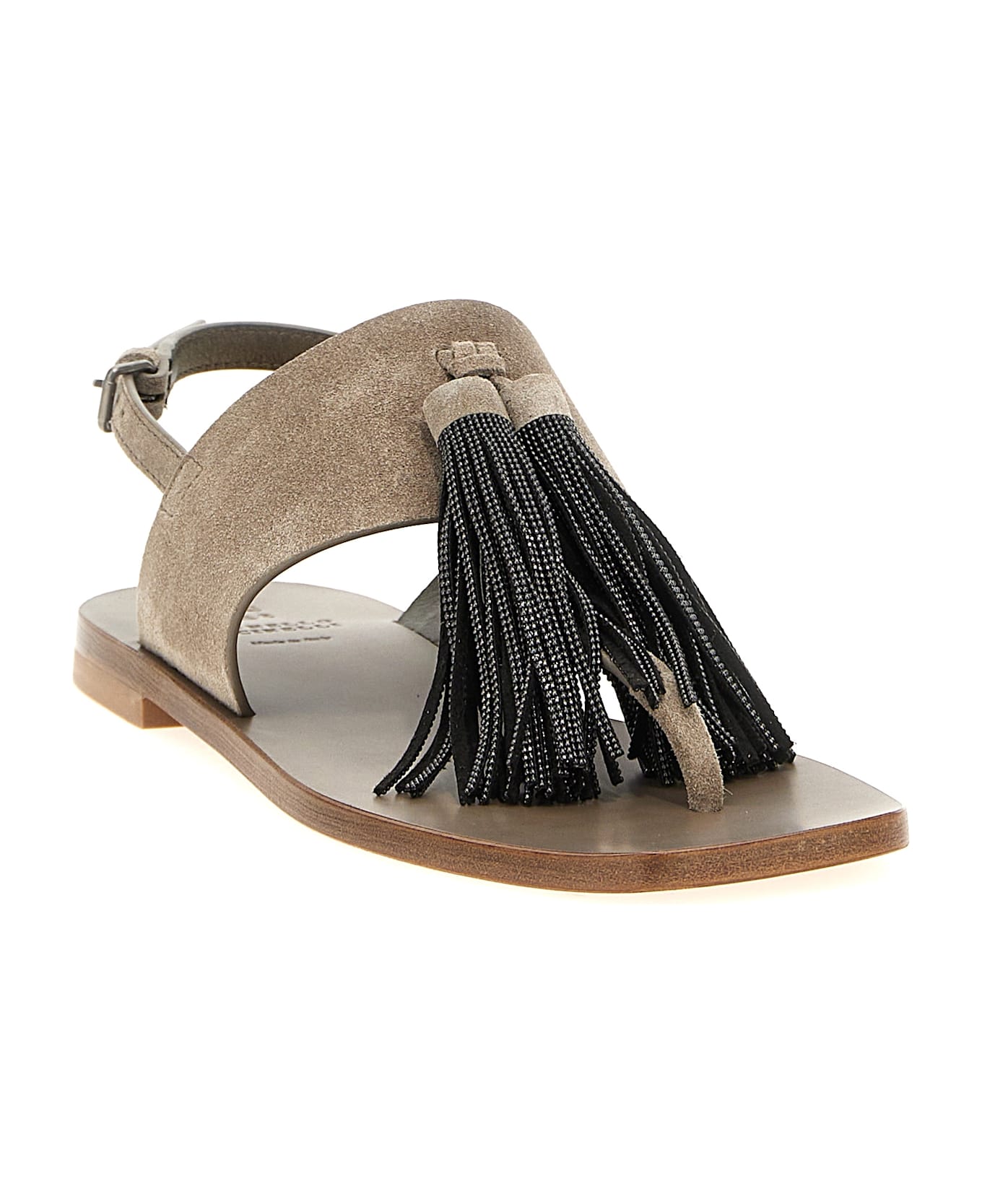 Brunello Cucinelli 'precious Tassels' Sandals - Gray
