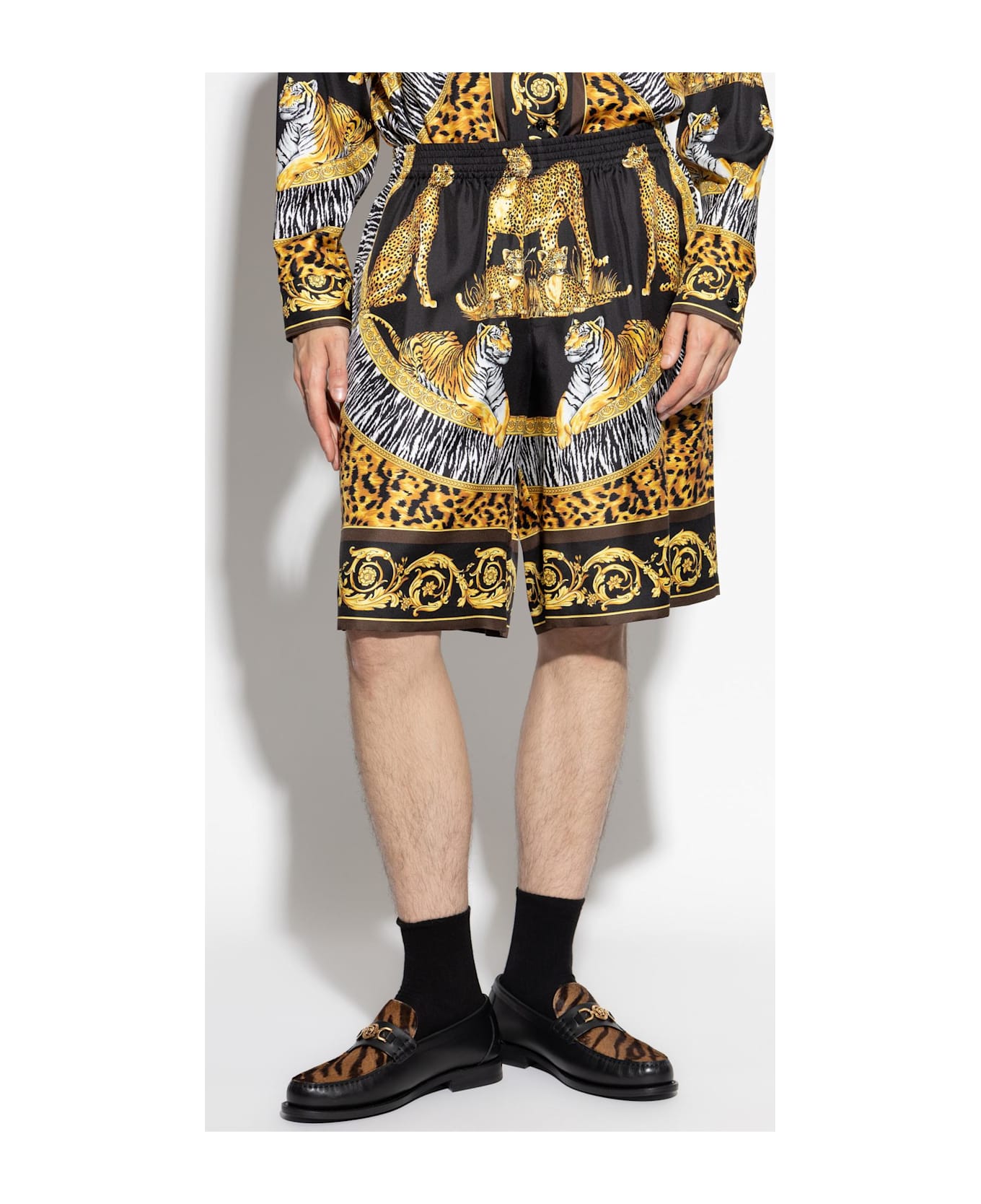 Versace Silk Shorts - BLACK/YELLOW