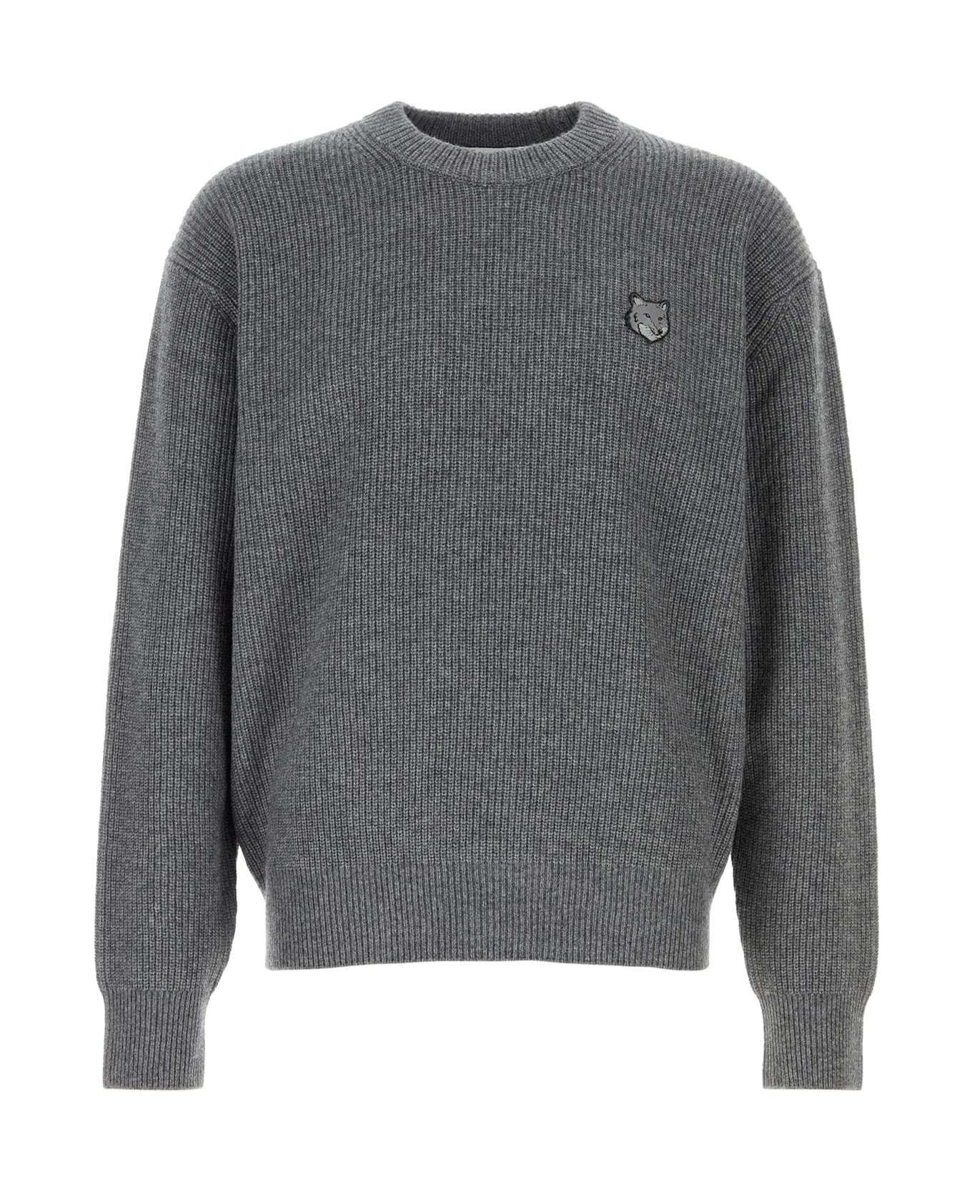 Maison Kitsuné Bold Fox Head Patch Comfort Ribbed Jumper - MEDIUMGREYMELANGE