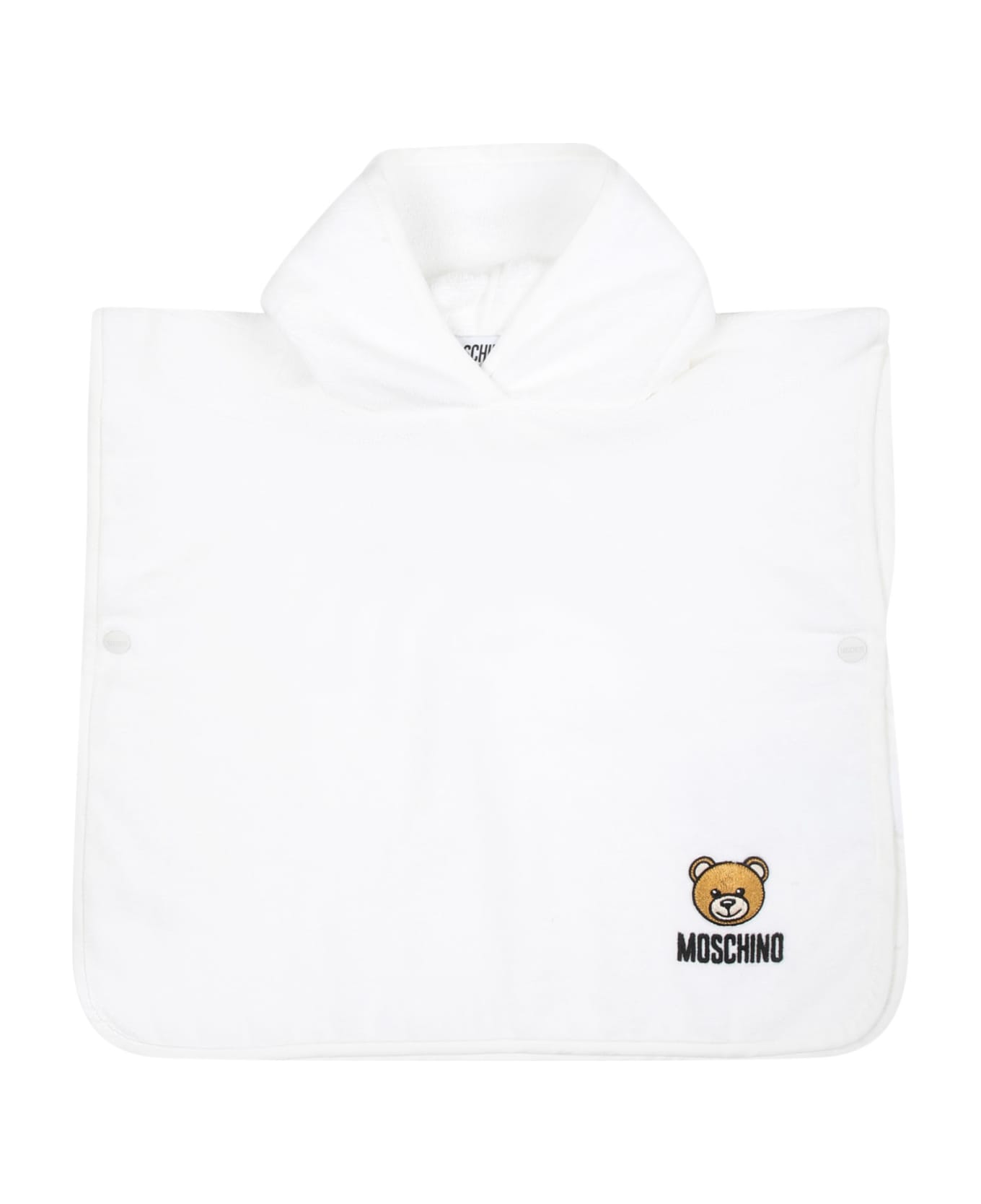 Moschino White Bathrobe For Baby Kids With Teddy Bear - White アクセサリー＆ギフト