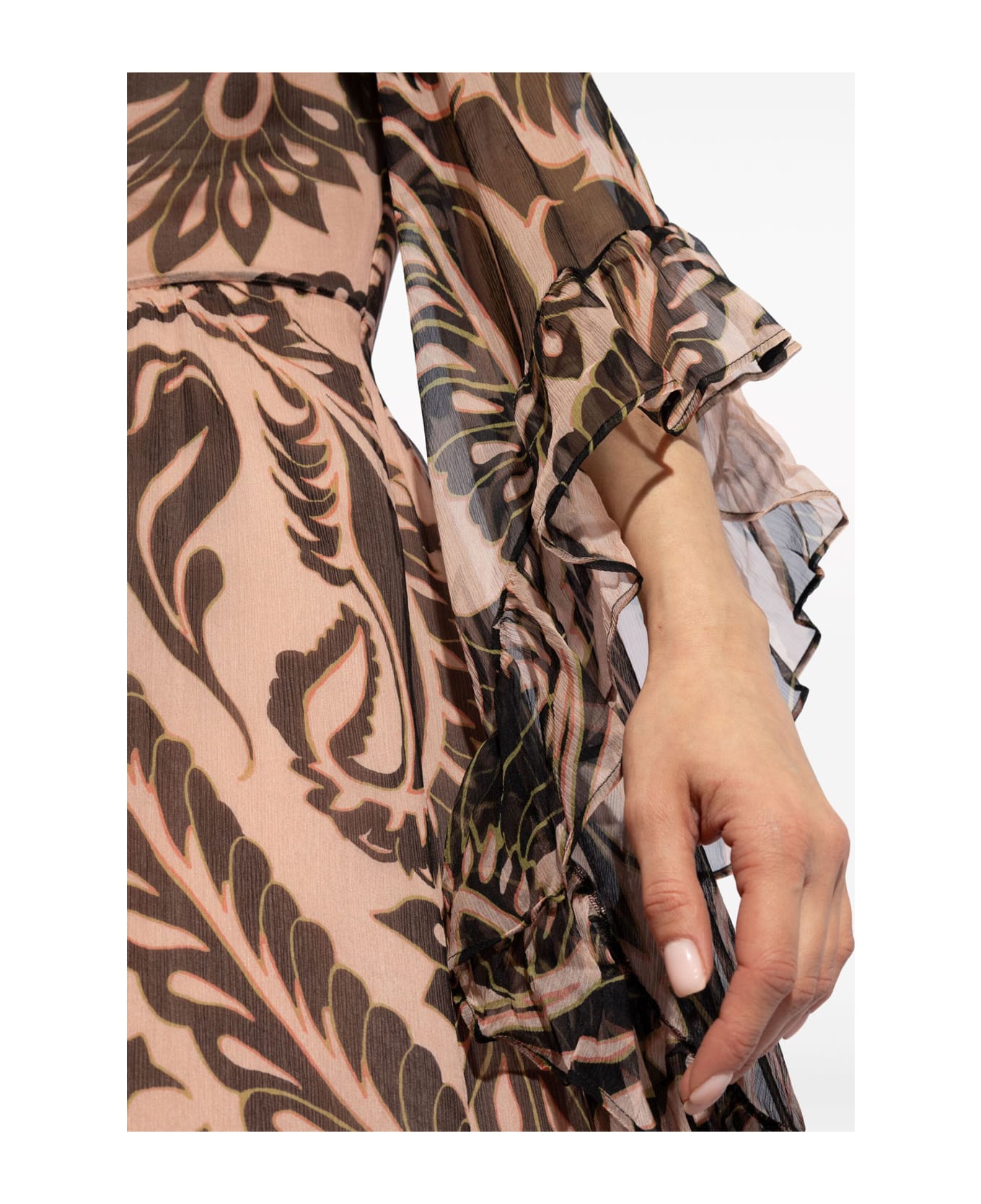 Etro Printed Silk Dress With Ruching - Brown