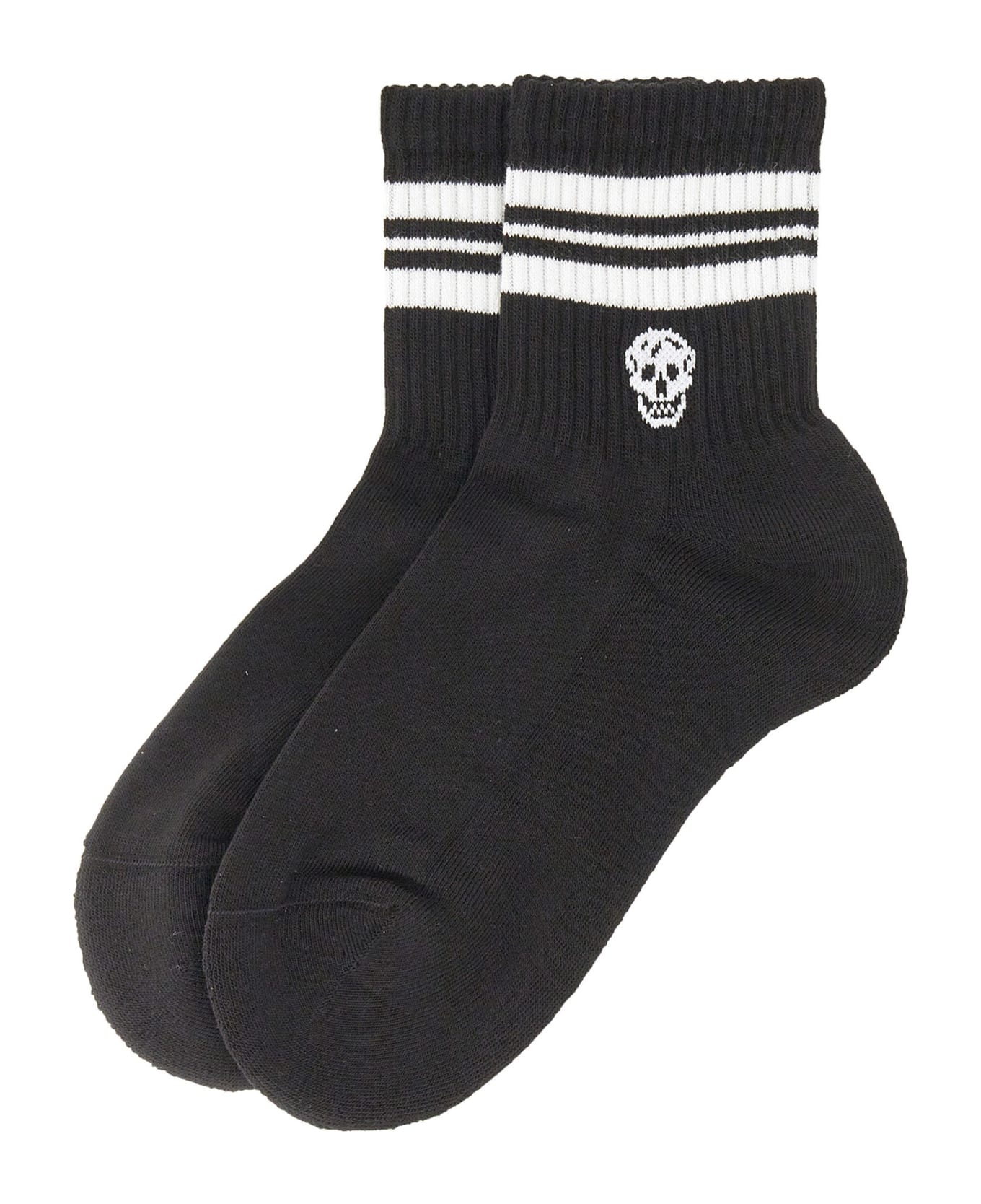 Alexander McQueen Socks With Logo - Black White 靴下＆タイツ