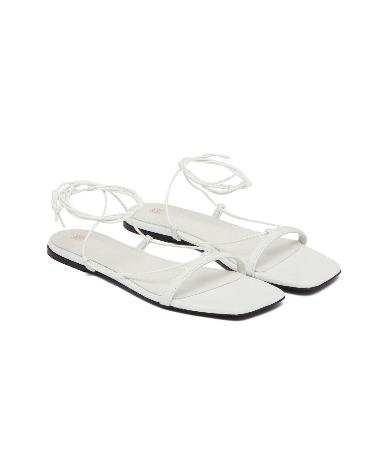 Totême Croco Tie Single-toe Strap Sandals - White
