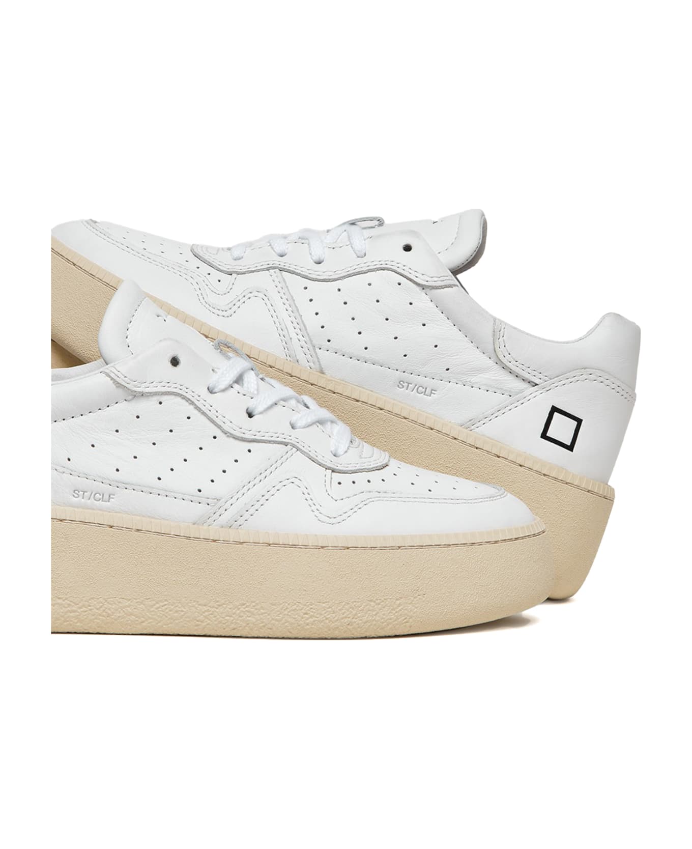 D.A.T.E. Step Calf Women's Leather Sneaker - WHITE
