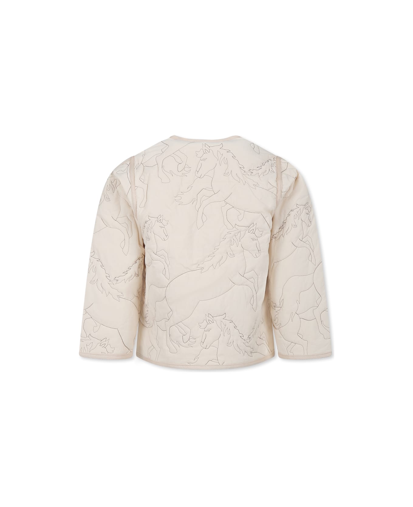 Molo Ivory Down Jacket For Girl With Horses - Ivory