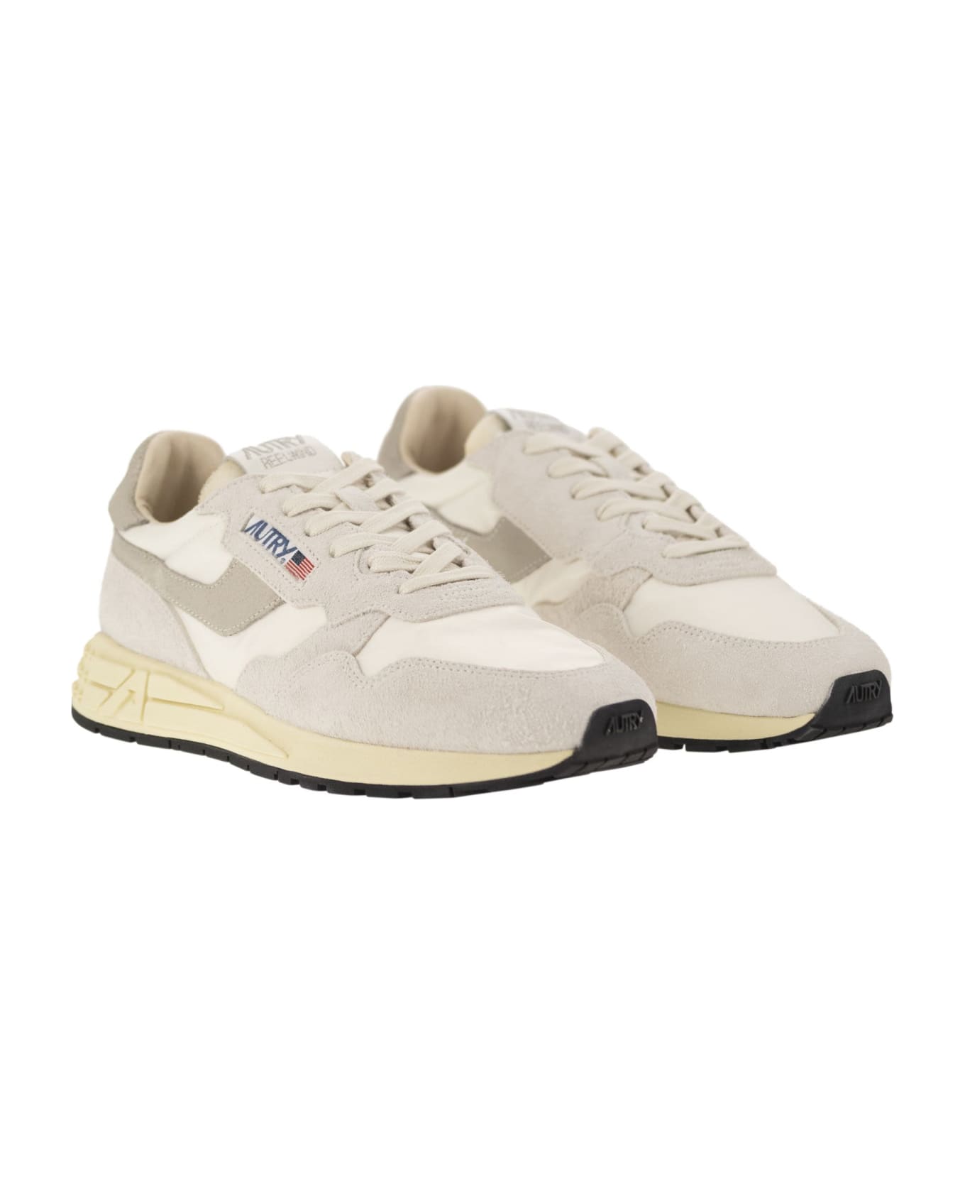 Autry Reelwind - Suede And Technical Textile Trainer - White