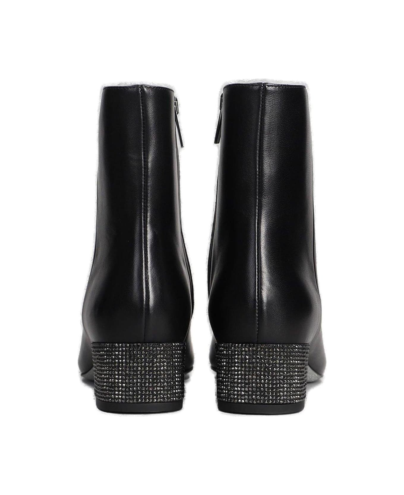 René Caovilla Bonnie Low Heeled Ankle Boots - Black