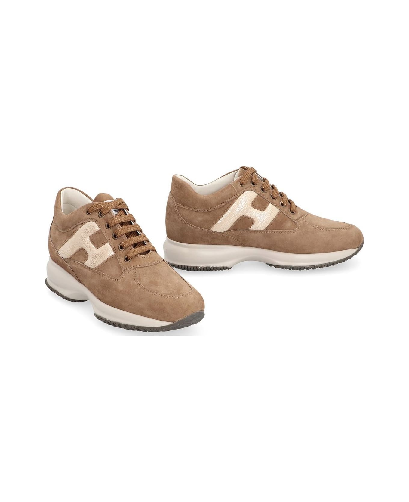 Hogan Interactive Round Toe Lace-up Sneakers - BROWN
